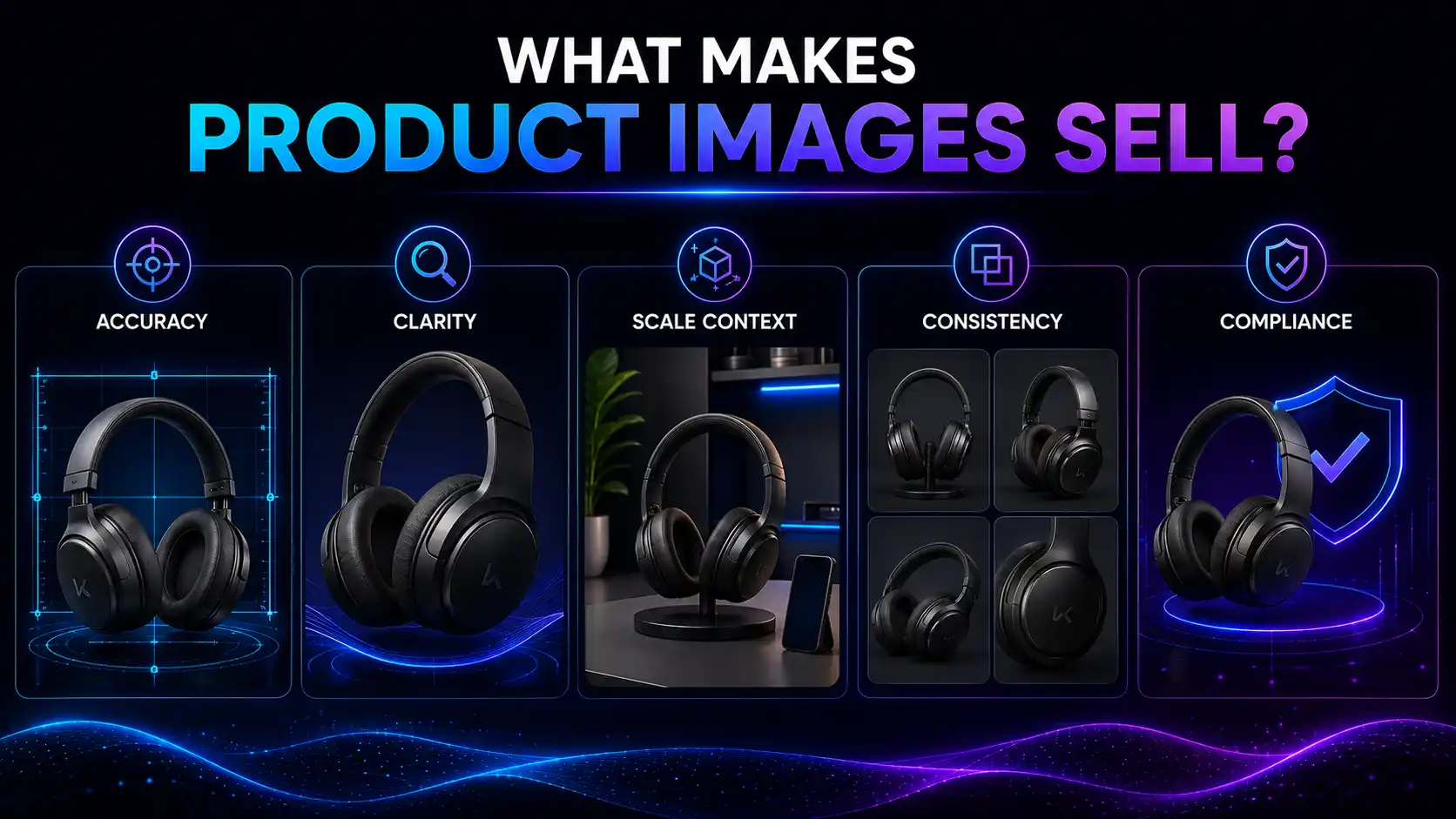 Five factors behind product images that sell: accuracy, clarity, scale context, consistency and marketplace compliance